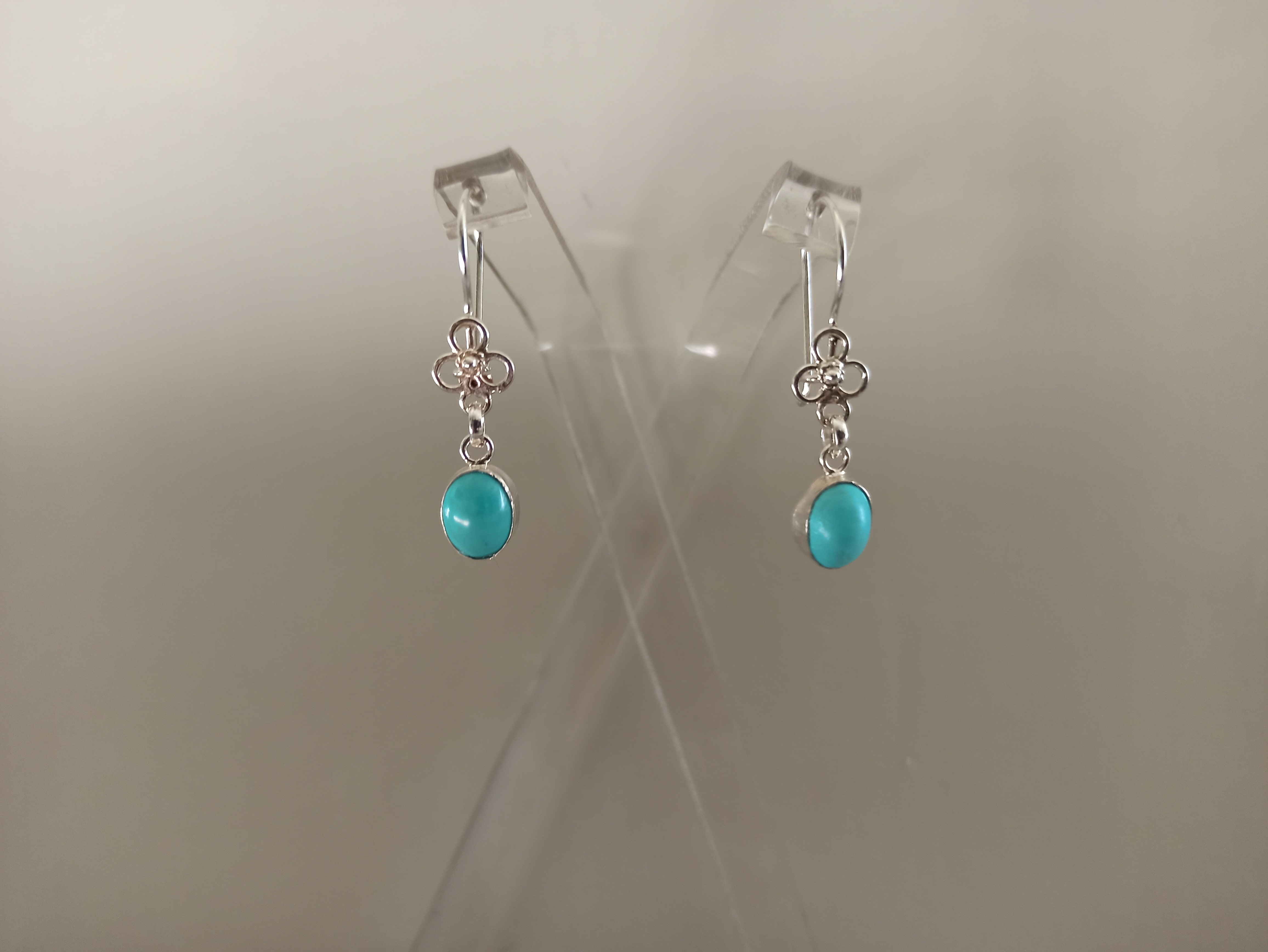 Nishabour turquoise gem silver earrings code 314